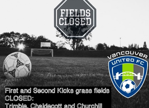 First & Second Kicks Grass Fields Closed-Saturday, January 27th